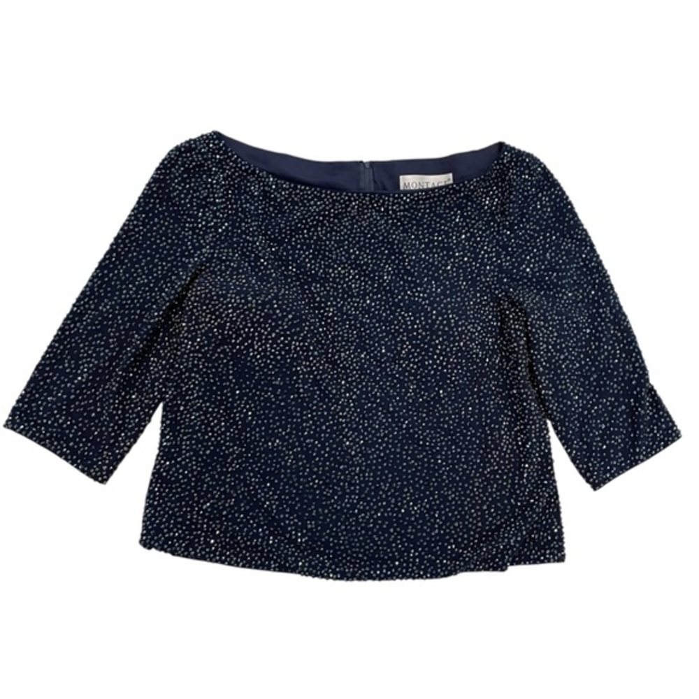 Montage by Mon Cheri Navy Vlue Studded Blouse Size 14